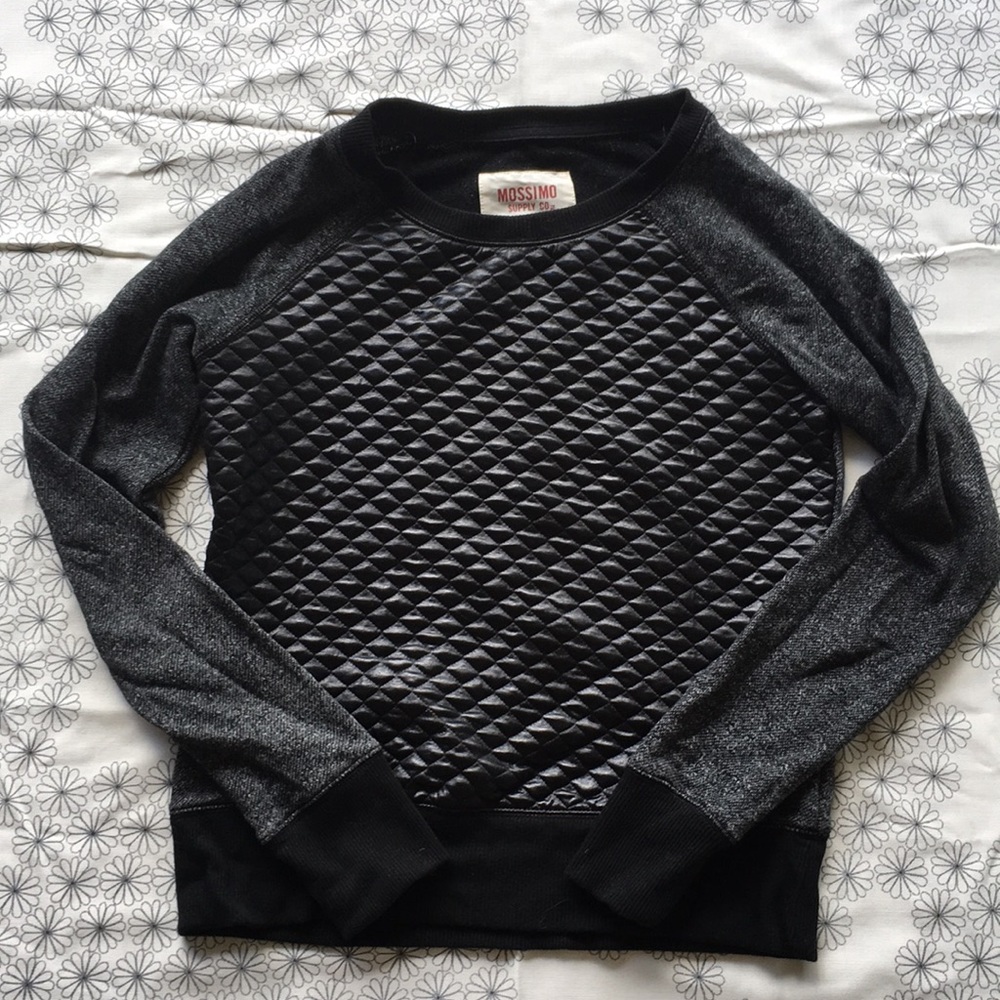 Mossimo Black and Grey Waffle Front Sweater